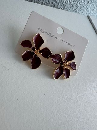 Pendientes flor granate y dorado
