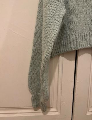 Camisola corta de punto azul verdoso