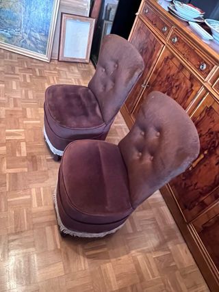 Set di 2 poltrone in stile Luigi XVI in velluto