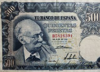 Billete 500 PTA España 16 Nov 1951 circulado.