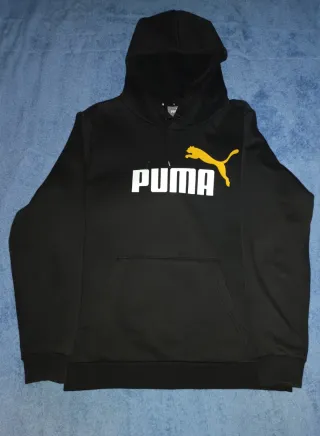Sudadera Puma Negra con Logo Amarillo