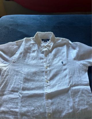 Camicia Polo Ralph Lauren Lino Bianca Uomo