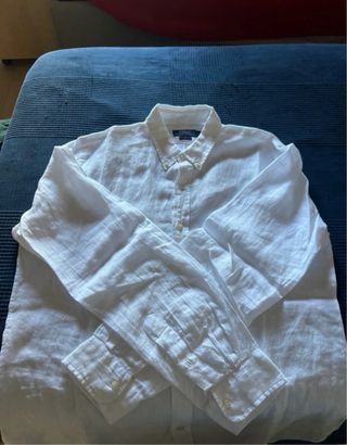 Camicia Polo Ralph Lauren Lino Bianca Uomo