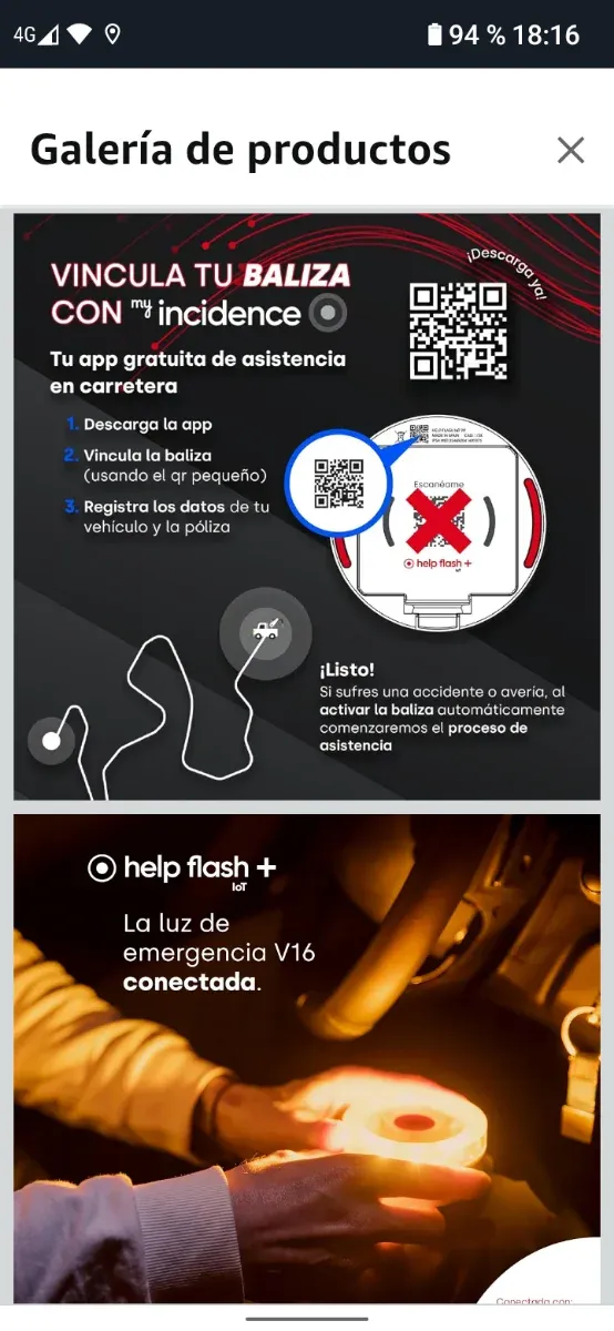 Luz de emergencia V16 Help Flash+ baliza coche hmg