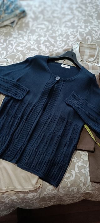 Chaqueta de punto calada azul marino Jordal