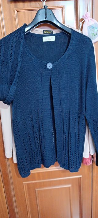 Chaqueta de punto calada azul marino Jordal