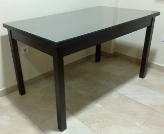 Mesa comedor wengue cristal extensible