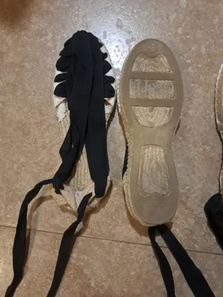 Espardeñas Falleras Talla 38 Beige y Negro