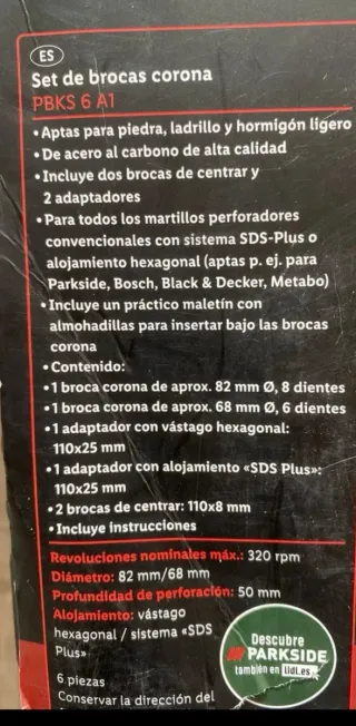 Set de brocas corona Parkside PBKS 6 A1