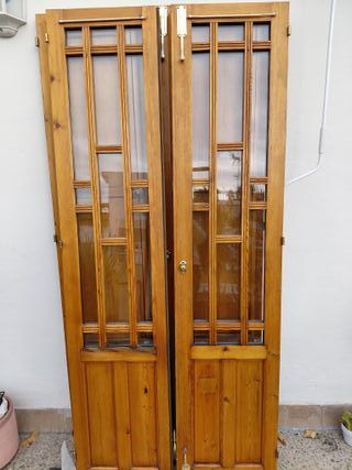 Puertas balconeras madera doble cristal