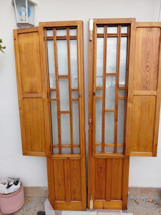 Puertas balconeras madera doble cristal