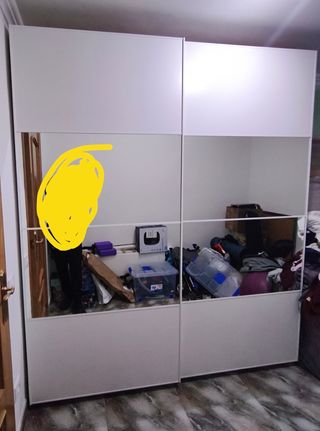 Armario blanco PAX, puertas correderas+espejo.