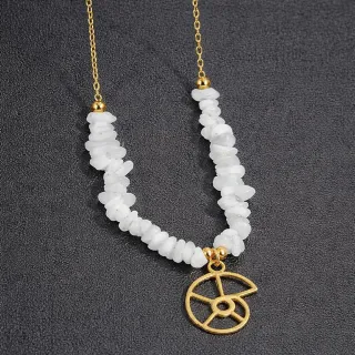 Gargantilla Acero Dorado y Piedras Blancas