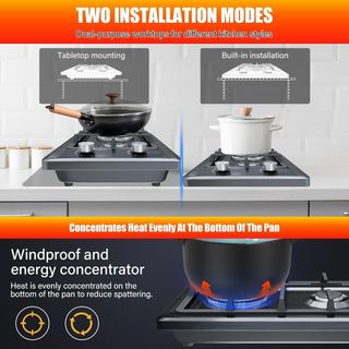 Placa Gas 2 Fuegos con Protección Térmica