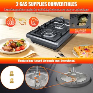 Placa Gas 2 Fuegos con Protección Térmica