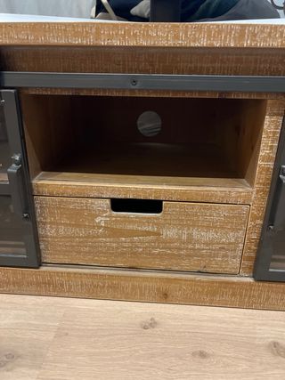 Mueble TV Salón Madera y Cristal