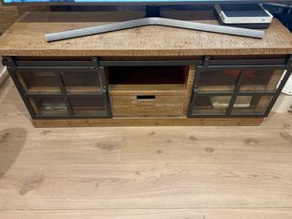 Mueble TV Salón Madera y Cristal