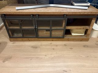 Mueble TV Salón Madera y Cristal