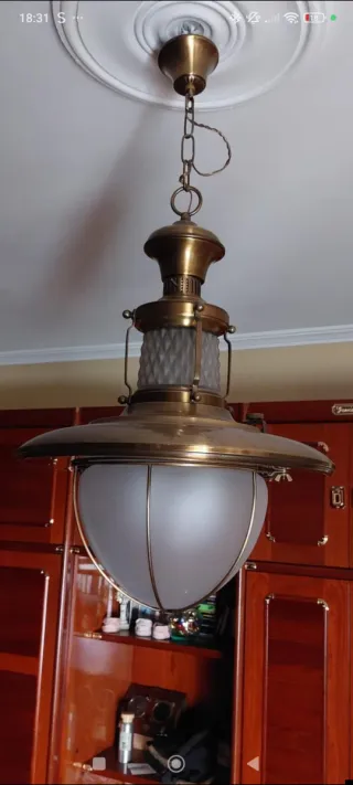 Lámpara colgante metal y cristal