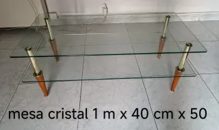 Mesa de cristal 1m x 40cm x 50cm