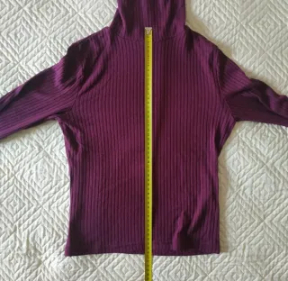 Dolcevita costine viola elasticizzato