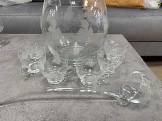 Ponchera de cristal con 6 tazas