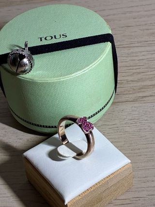 Anillo Tous Oso Rosa y Plata