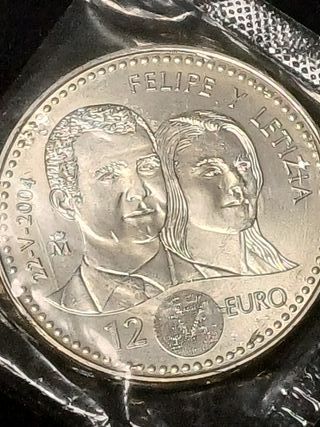 Moneda 12 Euros Felipe y Letizia 2004