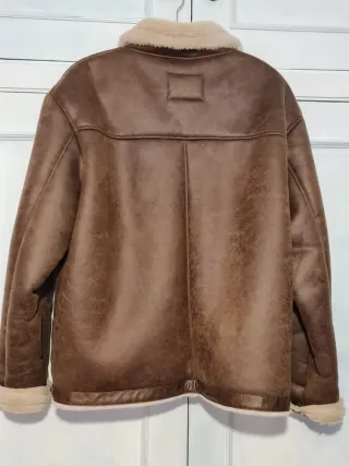 Chaqueta aviador marrón efecto piel y borreguillo