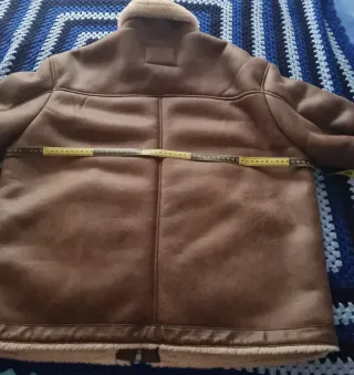 Chaqueta aviador marrón efecto piel y borreguillo