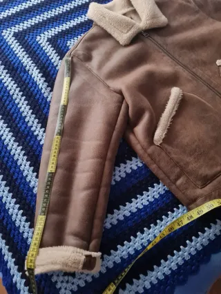 Chaqueta aviador marrón efecto piel y borreguillo