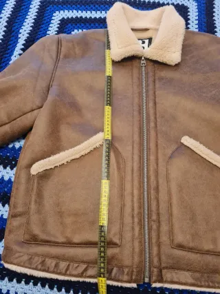 Chaqueta aviador marrón efecto piel y borreguillo