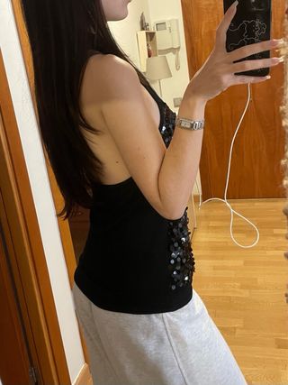 Top halter de lentejuelas y2k fiesta vintage