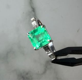 Anillo Oro 18k Esmeralda Colombiana Talla 12