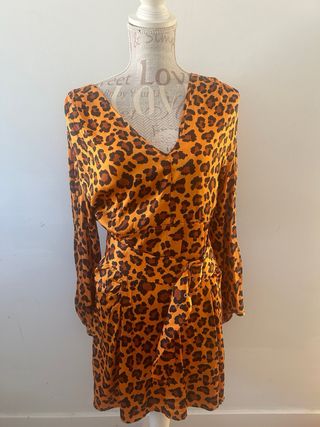 Vestido Sfera Leopardo Naranja y Marrón