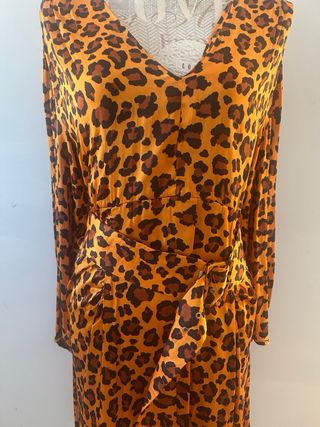 Vestido Sfera Leopardo Naranja y Marrón