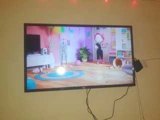 Televisor negro 57cm ancho