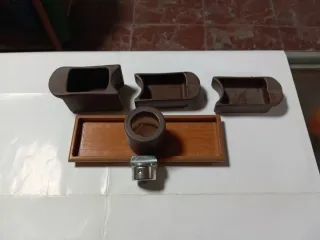 Juego Cenicero y Mechero Antiguo Marrón