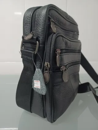 Bolso bandolera de piel auténtica para hombre