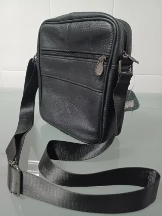 Bolso bandolera de piel auténtica para hombre