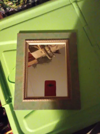 Espejo Madera Verde y Dorado