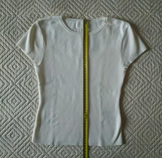 T-shirt costine panna elasticizzata