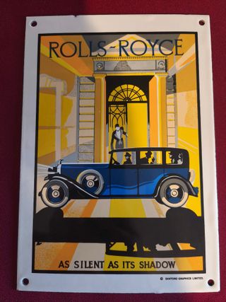 Cartel Metálico Rolls-Royce Vintage 27x18cm