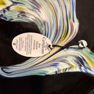 Vassoio in vetro Lalique nero e multicolore 32cm