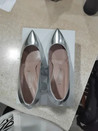 Décolleté argento tacco 39