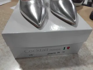 Décolleté argento tacco 39