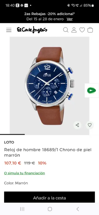 Reloj Lotus Cronógrafo Azul y Plata