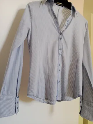 Camisa de rayas Sisley azul y blanco