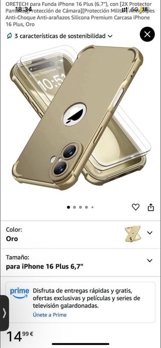 NUOVA Custodia iPhone 16 Plus Oro