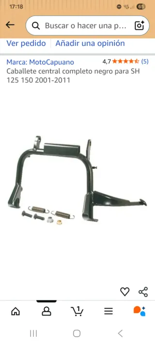 Caballete central negro SH 125/150 nuevo sin usar